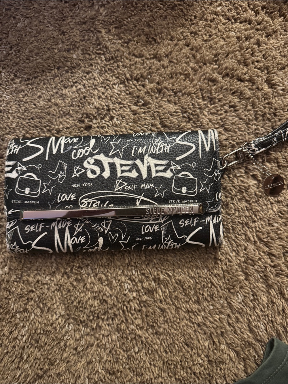 Steve Madden Black & White Graffiti Clutch Wristlet